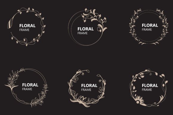 Download Floral Frame Round Shape Emblem Logotype - Premium Bundle